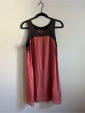 Gypsy 05 Coral Brown Colorblock Sleeveless Shift Dress Size Small